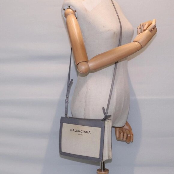 Balenciaga Handbags - BALENCIAGA Shoulder Bag Canvas Gray Beige Silver 390641 Auth ep5489
